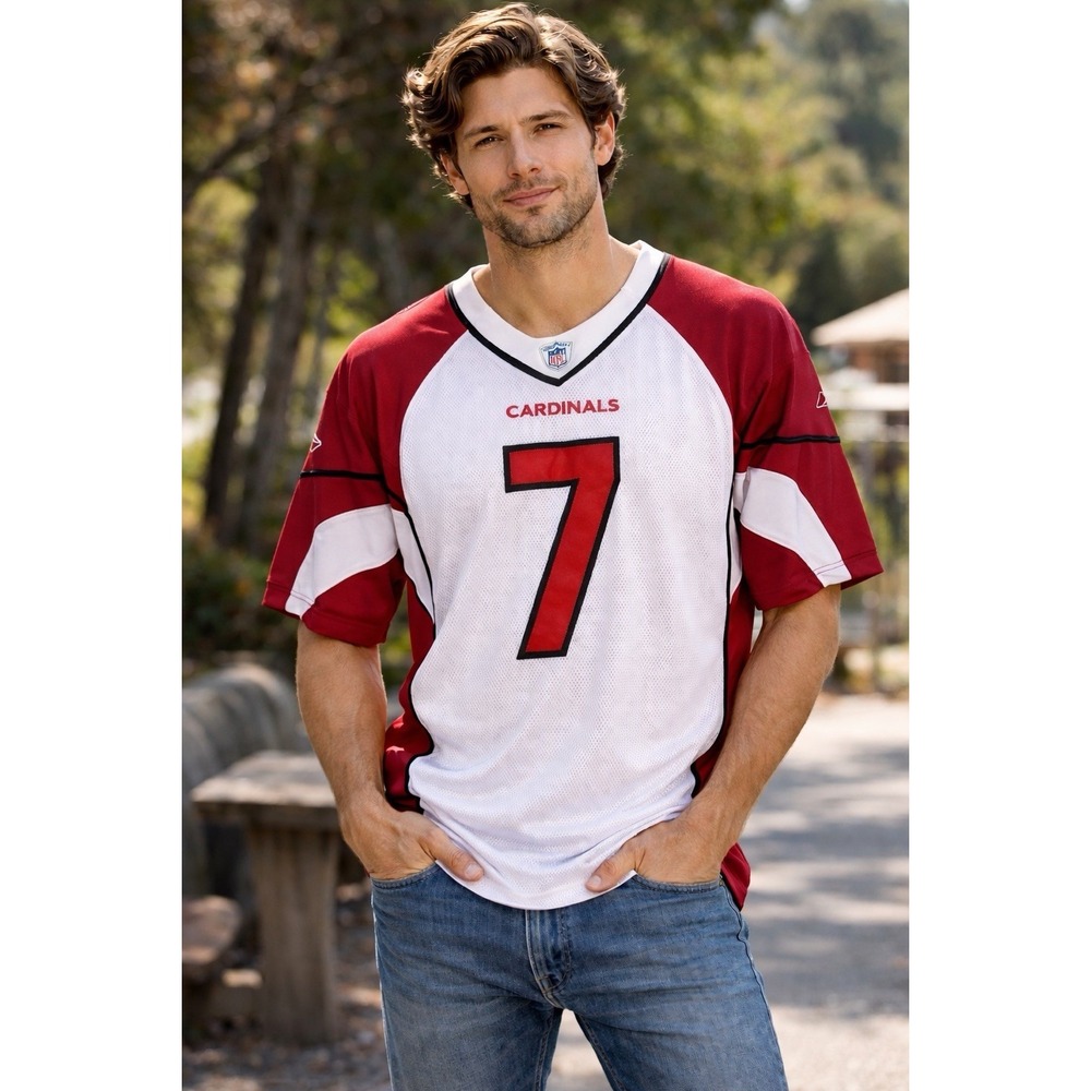 Arizona Cardinals‎ #7 Reebok NFL Jersey Mens 50 XL White Red Stitched Y2K